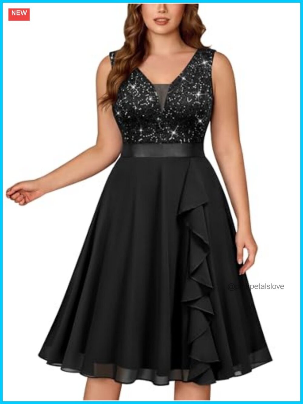 Plus Size Sequin Lace Chiffon A-Line Cocktail Prom Dress